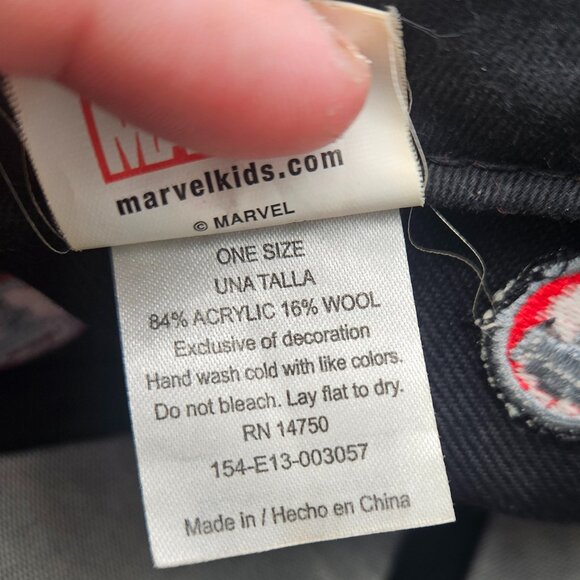 Iron Man 3 Hat Marvel One Size Acrylic Wool Blend Black Embroidered Patch CAP - Picture 5 of 5